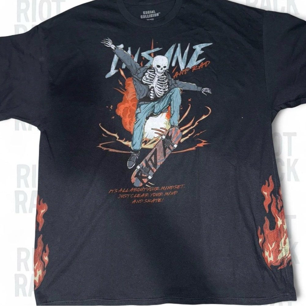 Insane Black and Orange Skeleton Skate Tee